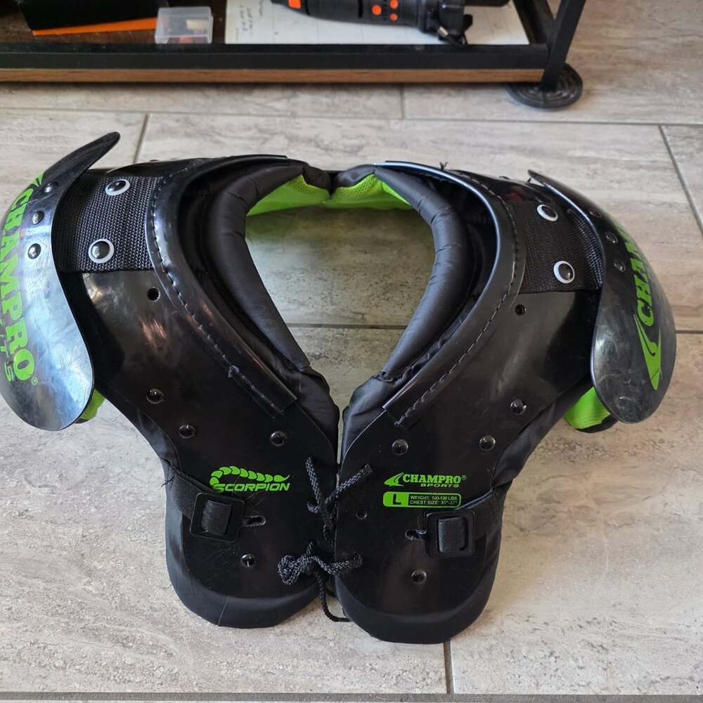 Champro Scorpion Football Shoulder Pads Size L Black Neon Green